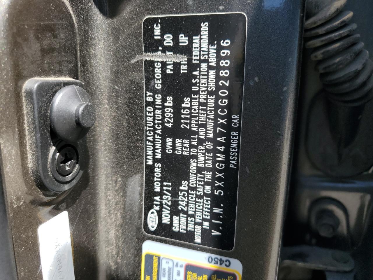 2012 Kia Optima Lx VIN: 5XXGM4A7XCG028896 Lot: 64120435