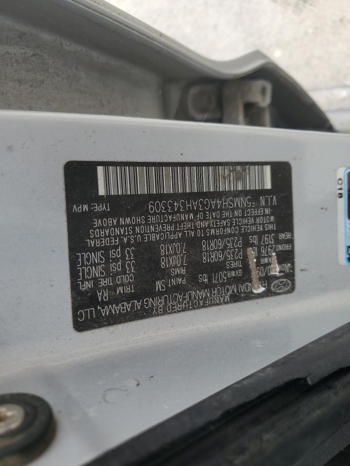 2010 Hyundai Santa Fe Se VIN: 5NMSH4AG3AH343309 Lot: 65475175