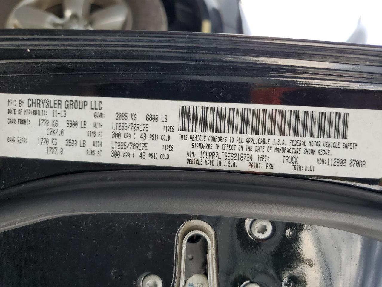 2014 Ram 1500 Slt VIN: 1C6RR7LT3ES218724 Lot: 66414965