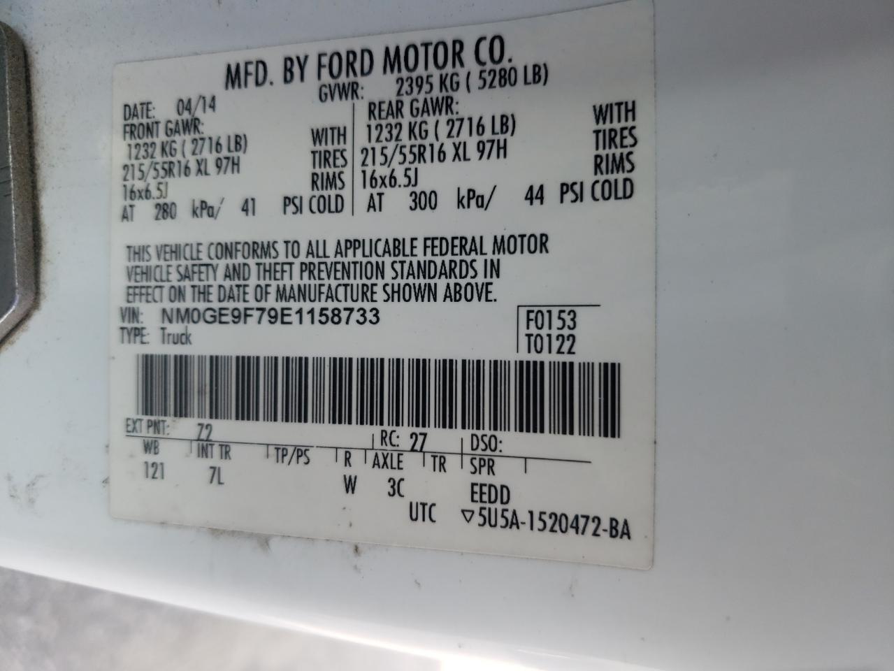 2014 Ford Transit Connect Xlt VIN: NM0GE9F79E1158733 Lot: 64363455