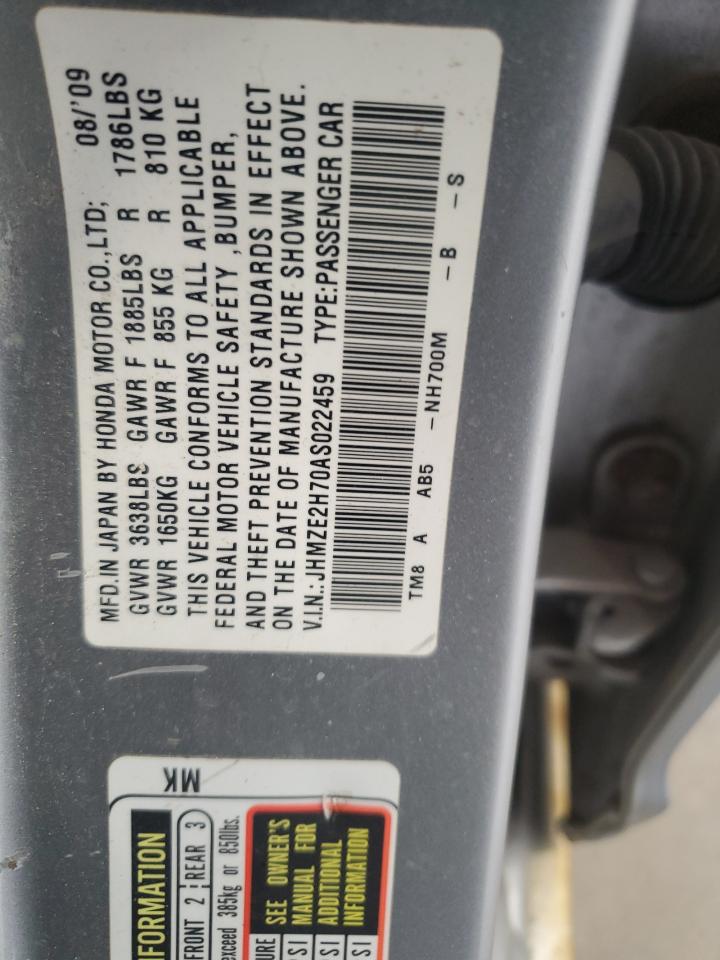 2010 Honda Insight Ex VIN: JHMZE2H70AS022459 Lot: 64527205