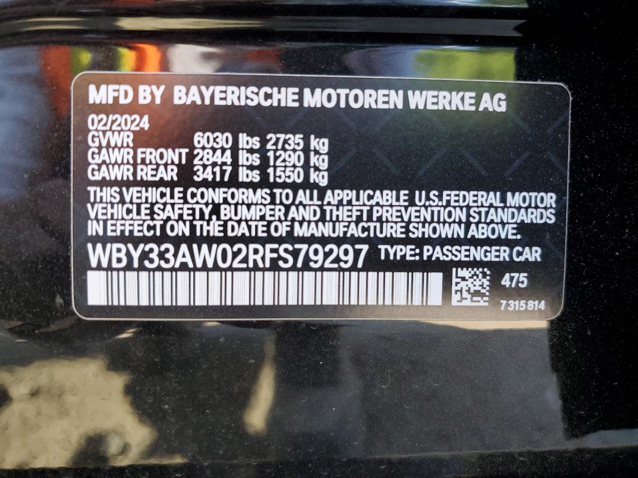 2024 BMW I4 M50 VIN: WBY33AW02RFS79297 Lot: 62890645