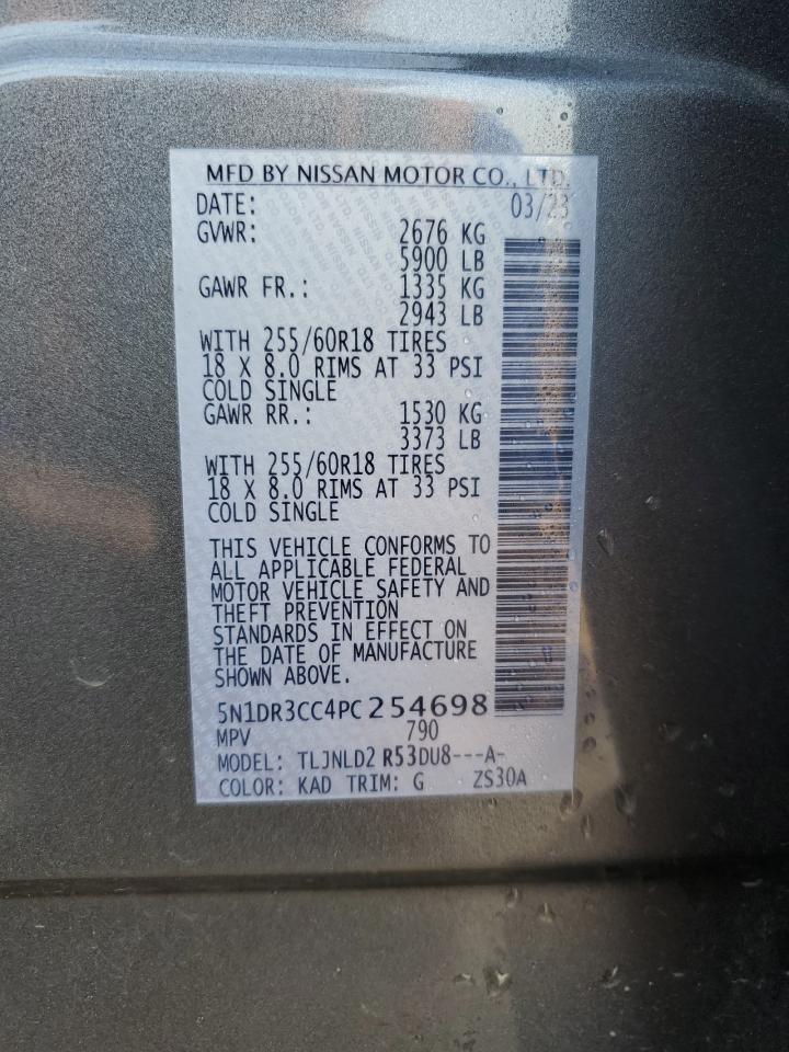 2023 Nissan Pathfinder Sl VIN: 5N1DR3CC4PC254698 Lot: 63669115