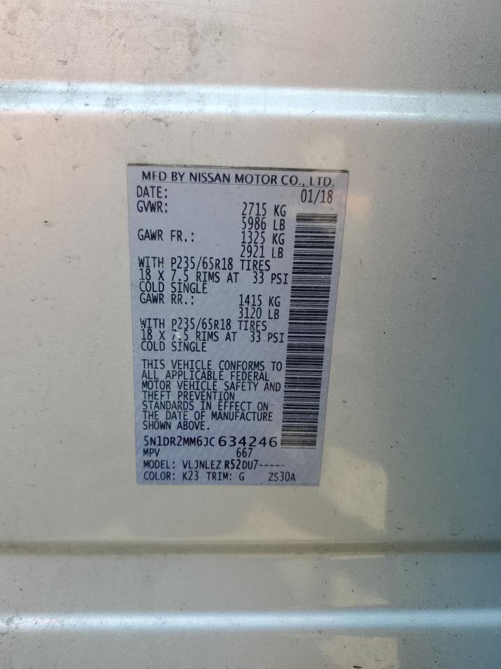 2018 Nissan Pathfinder S VIN: 5N1DR2MM6JC634246 Lot: 63252085