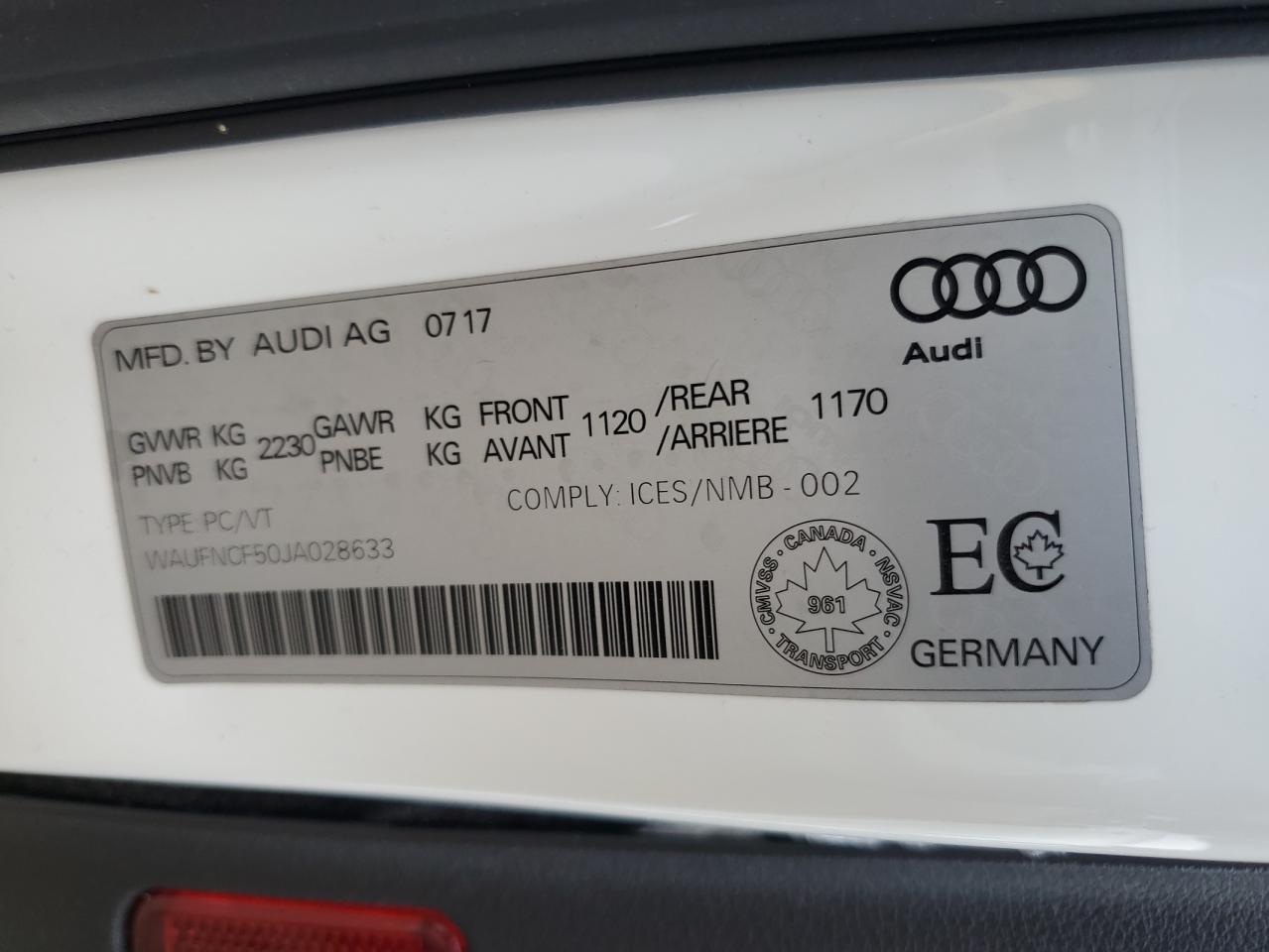 waufncf50ja028633 WAUFNCF50JA028633 2018 Audi A5 Prestige S-Line