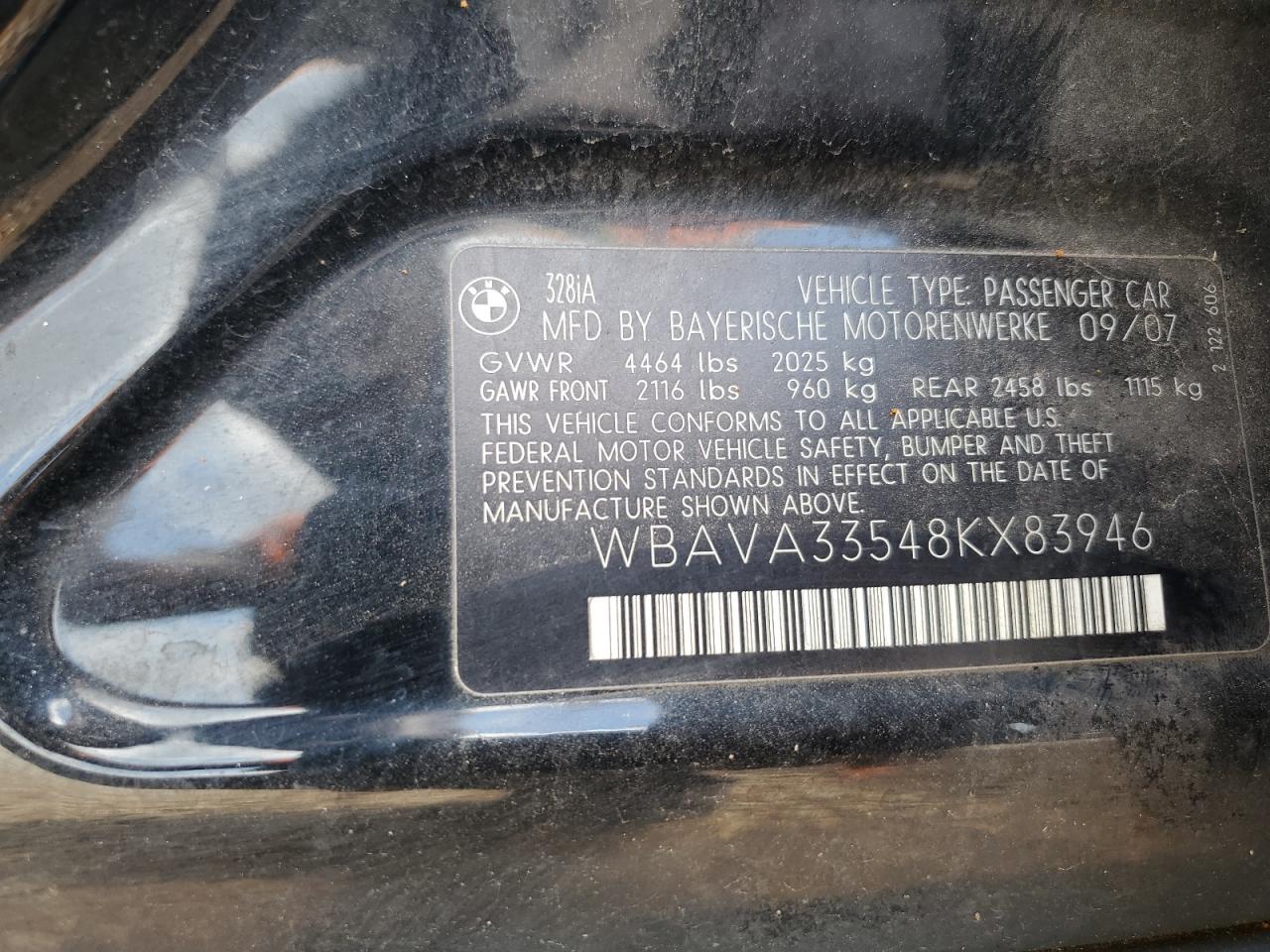 wbava33548kx83946 WBAVA33548KX83946 2008 BMW 328 I