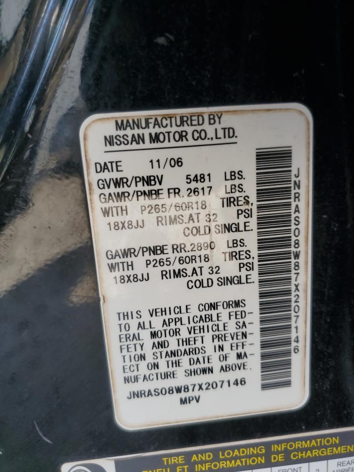 2007 Infiniti Fx35 VIN: JNRAS08W87X207146 Lot: 62994605