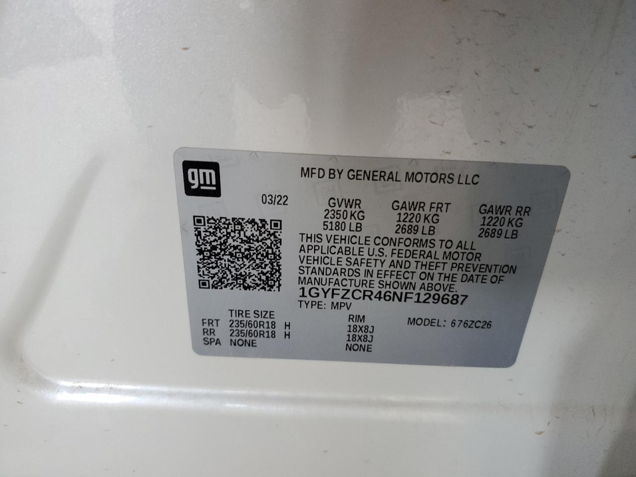 2022 Cadillac Xt4 Premium Luxury VIN: 1GYFZCR46NF129687 Lot: 64337245