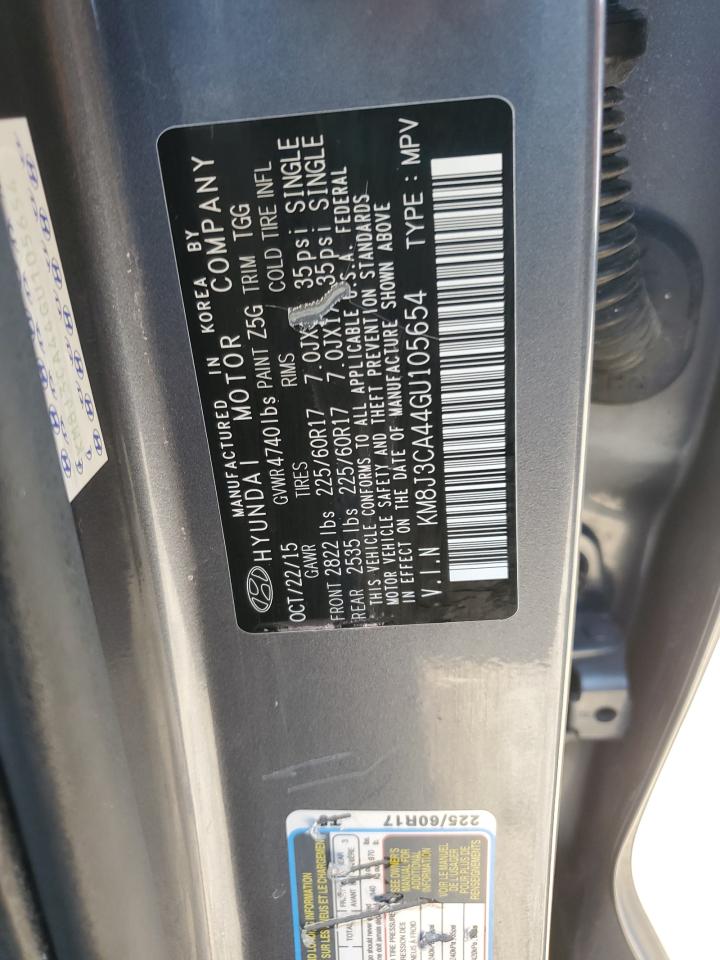 2016 Hyundai Tucson Limited VIN: KM8J3CA44GU105654 Lot: 65182725