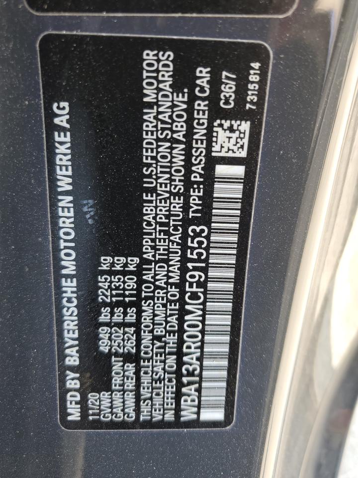 2021 BMW M440Xi VIN: WBA13AR00MCF91553 Lot: 65082175