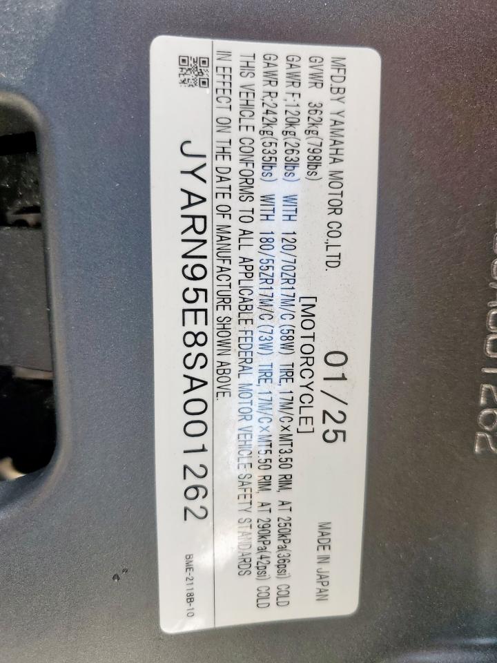 2025 Yamaha Mt09 Sp VIN: JYARN95E8SA001262 Lot: 64282265