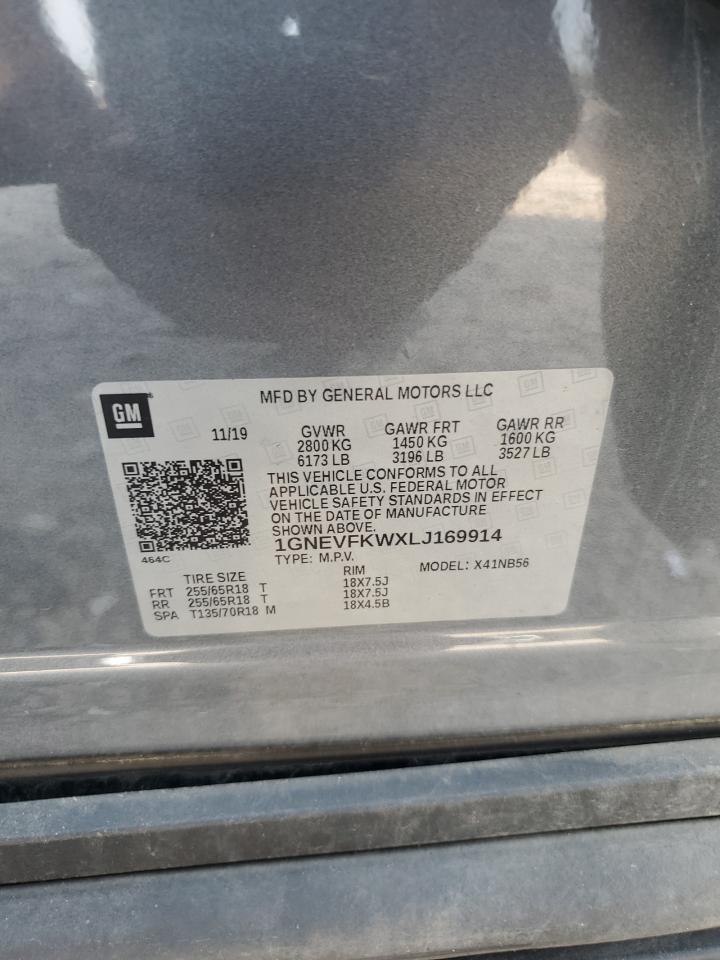 2020 Chevrolet Traverse Ls VIN: 1GNEVFKWXLJ169914 Lot: 64874555