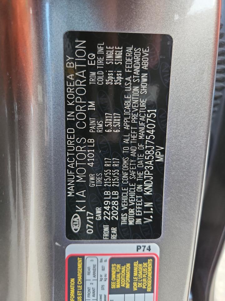 2018 Kia Soul + VIN: KNDJP3A58J7540751 Lot: 64610815
