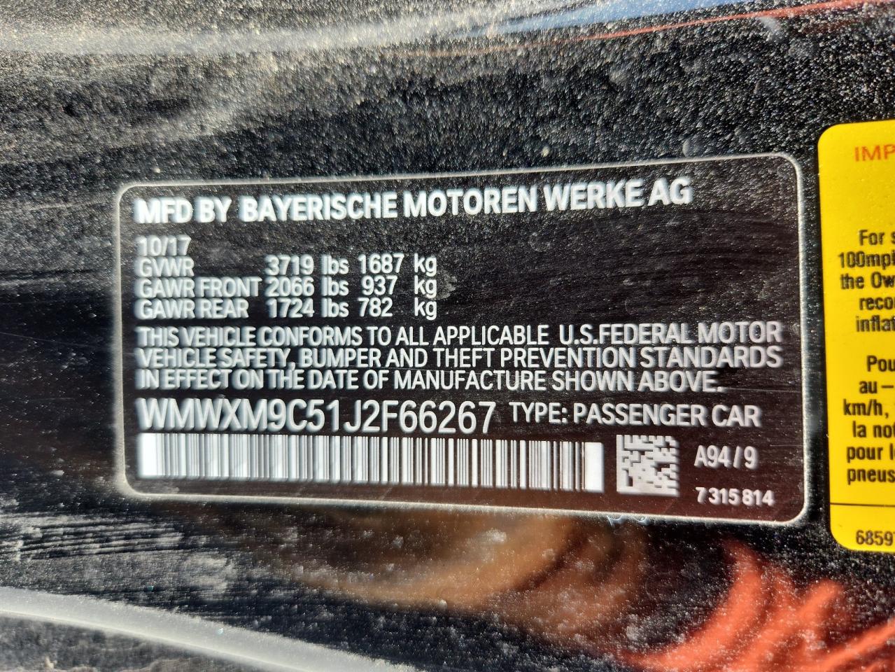 2018 Mini Cooper John Cooper Works VIN: WMWXM9C51J2F66267 Lot: 65566755