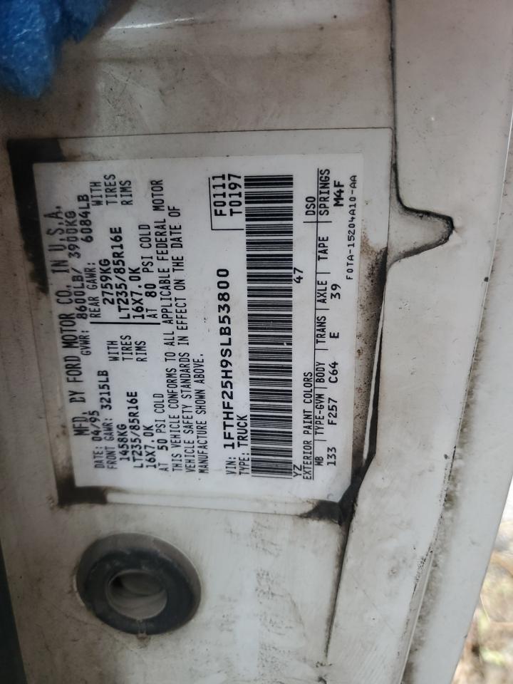 1995 Ford F250 VIN: 1FTHF25H9SLB53800 Lot: 61208545