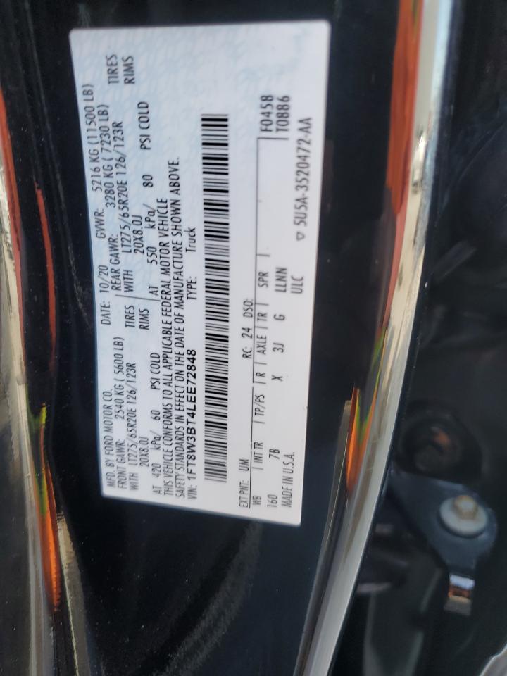 2020 Ford F350 Super Duty VIN: 1FT8W3BT4LEE72848 Lot: 64190865