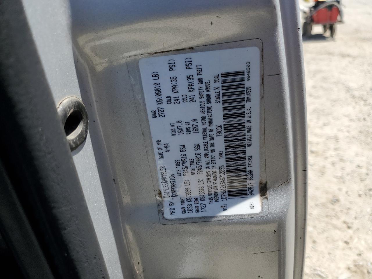 2004 Dodge Dakota Sxt VIN: 1D7HG12K54S712295 Lot: 63865945