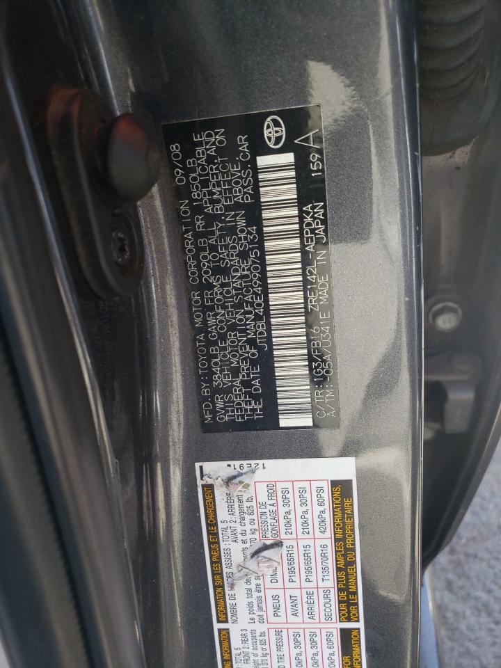 2009 Toyota Corolla Base VIN: JTDBL40E499075134 Lot: 62887905