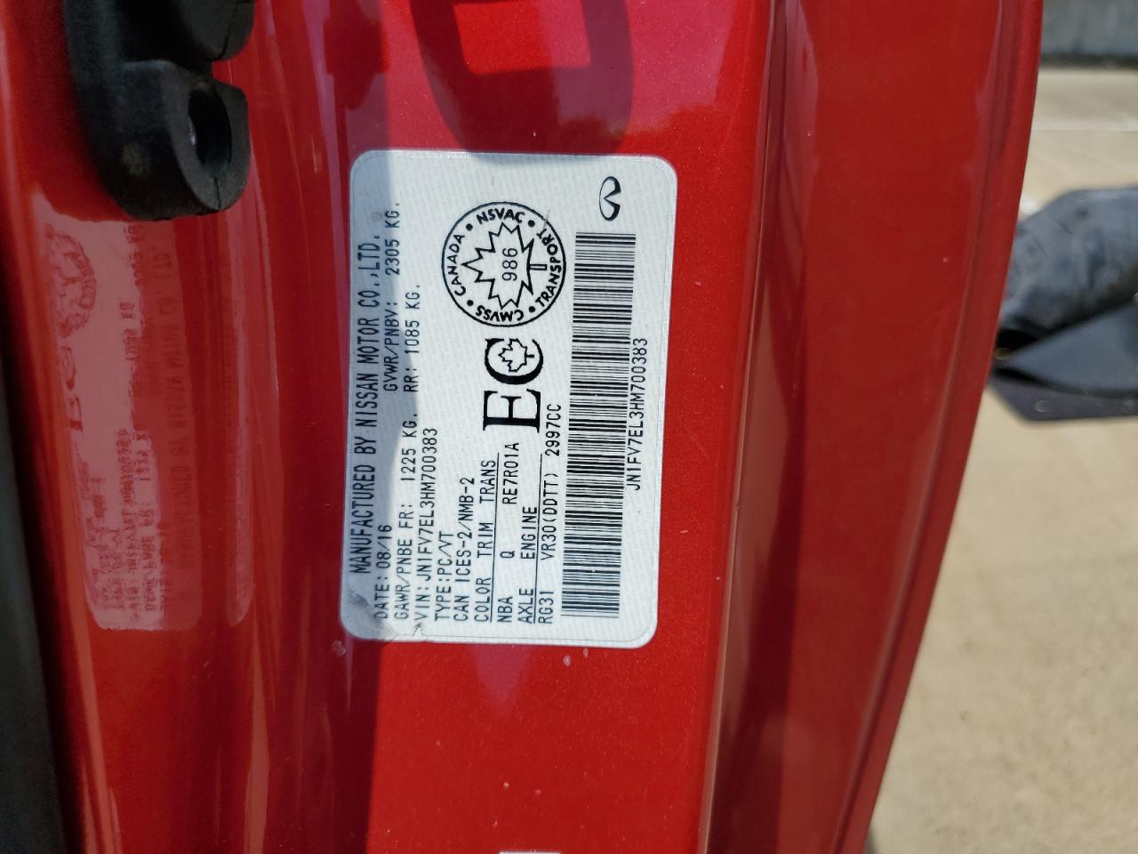 2017 Infiniti Q60 Red Sport 400 VIN: JN1FV7EL3HM700383 Lot: 63818685