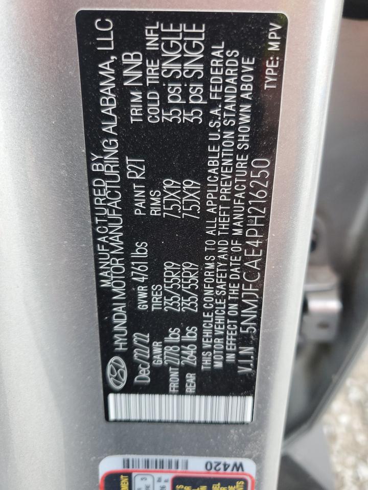 2023 Hyundai Tucson Sel VIN: 5NMJFCAE4PH216250 Lot: 65506925
