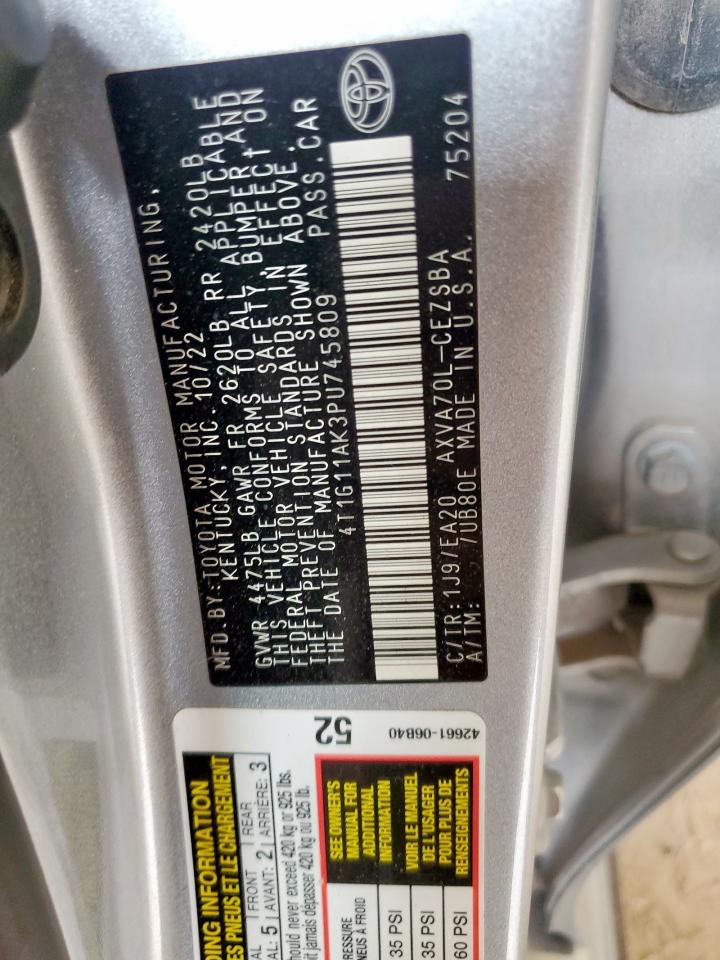 2023 Toyota Camry Se Night Shade VIN: 4T1G11AK3PU745809 Lot: 69242975