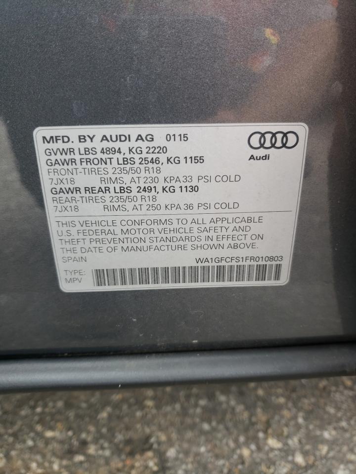 2015 Audi Q3 Prestige VIN: WA1GFCFS1FR010803 Lot: 65359625