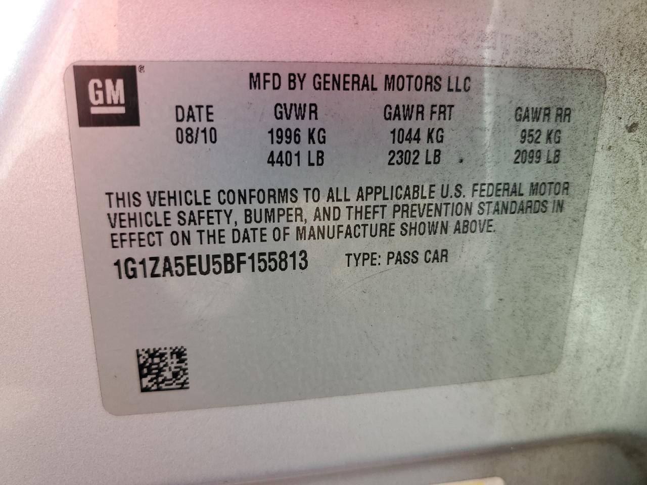 2011 Chevrolet Malibu Ls VIN: 1G1ZA5EU5BF155813 Lot: 65345145