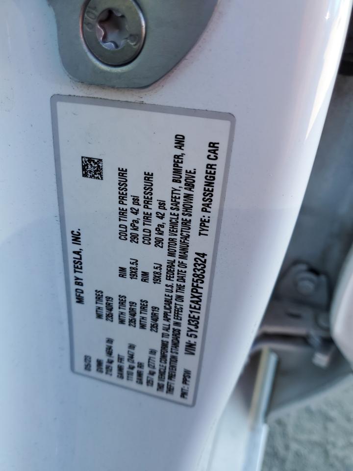 2023 Tesla Model 3 VIN: 5YJ3E1EAXPF583324 Lot: 65774805