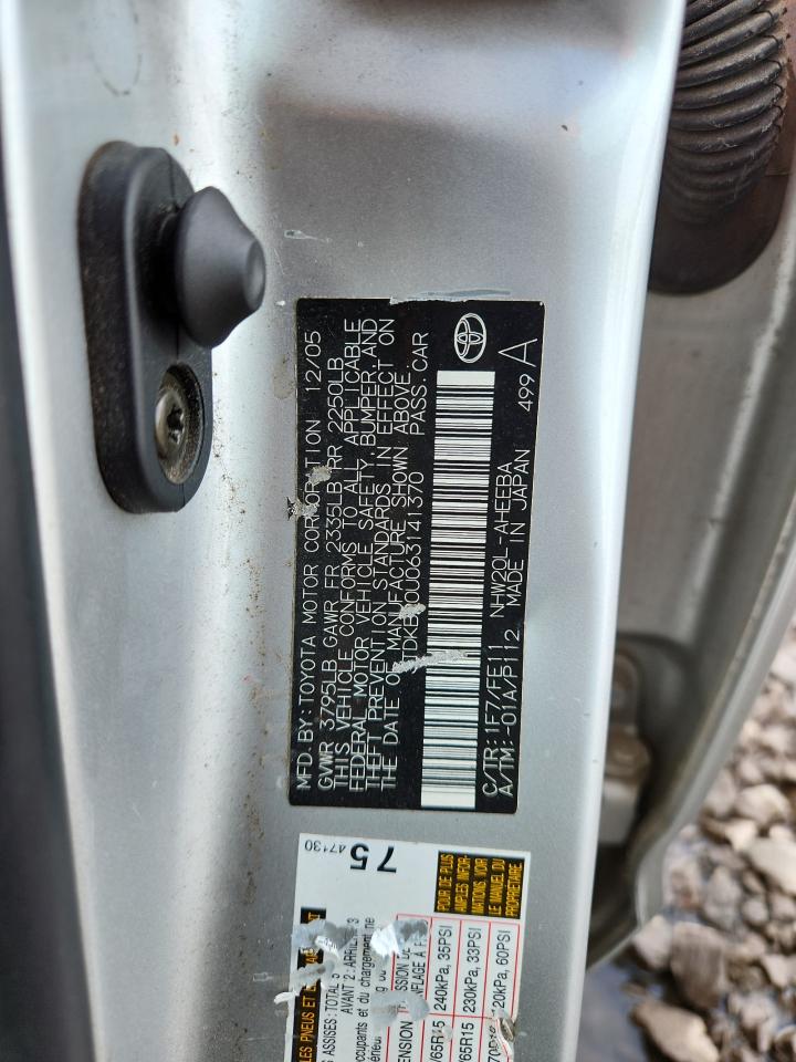 2006 Toyota Prius VIN: JTDKB20U063141370 Lot: 62176855