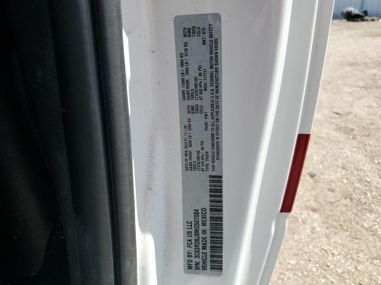 2021 Ram 3500 Big Horn VIN: 3C63R3BJ8MG507084 Lot: 64043165