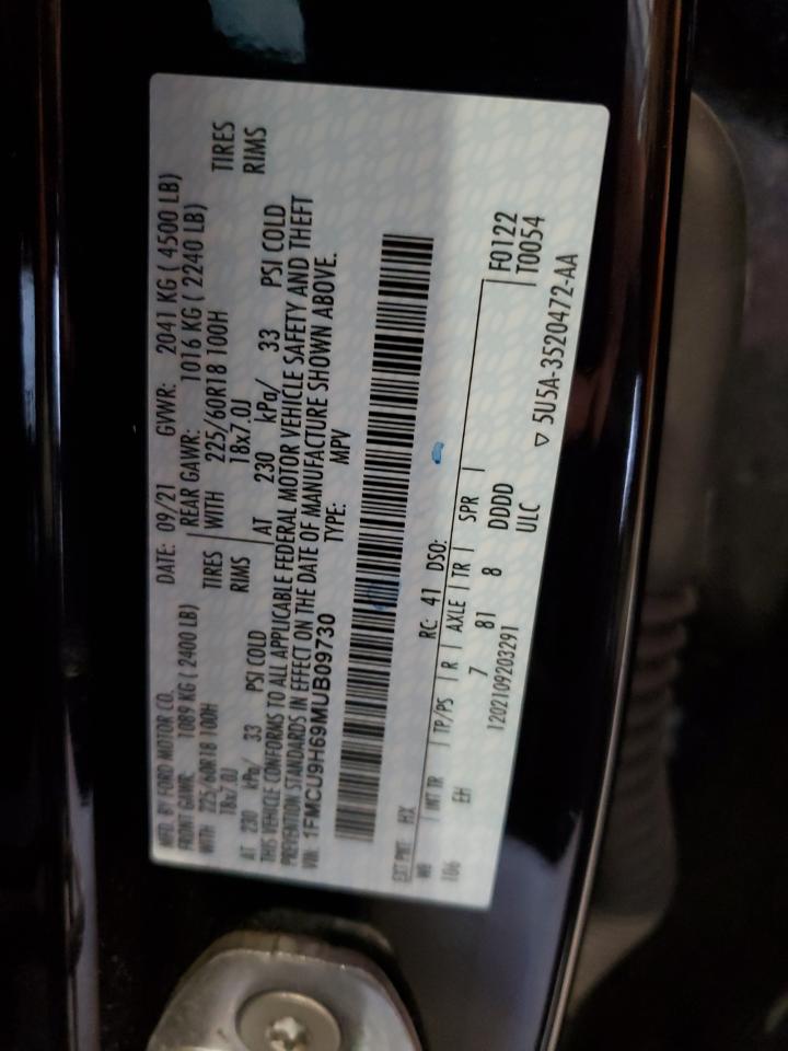 2021 Ford Escape Sel VIN: 1FMCU9H69MUB09730 Lot: 63074195