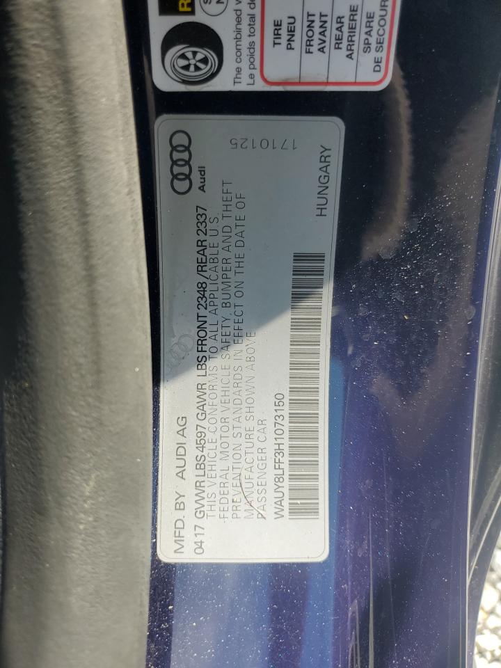 2017 Audi A3 Premium Plus VIN: WAUY8LFF3H1073150 Lot: 64855085