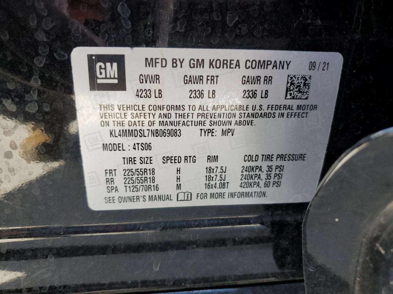 2022 Buick Encore Gx Select VIN: KL4MMDSL7NB069083 Lot: 65201245