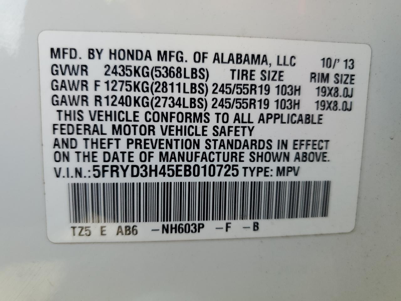 5fryd3h45eb010725 5FRYD3H45EB010725 2014 Acura Mdx Technology