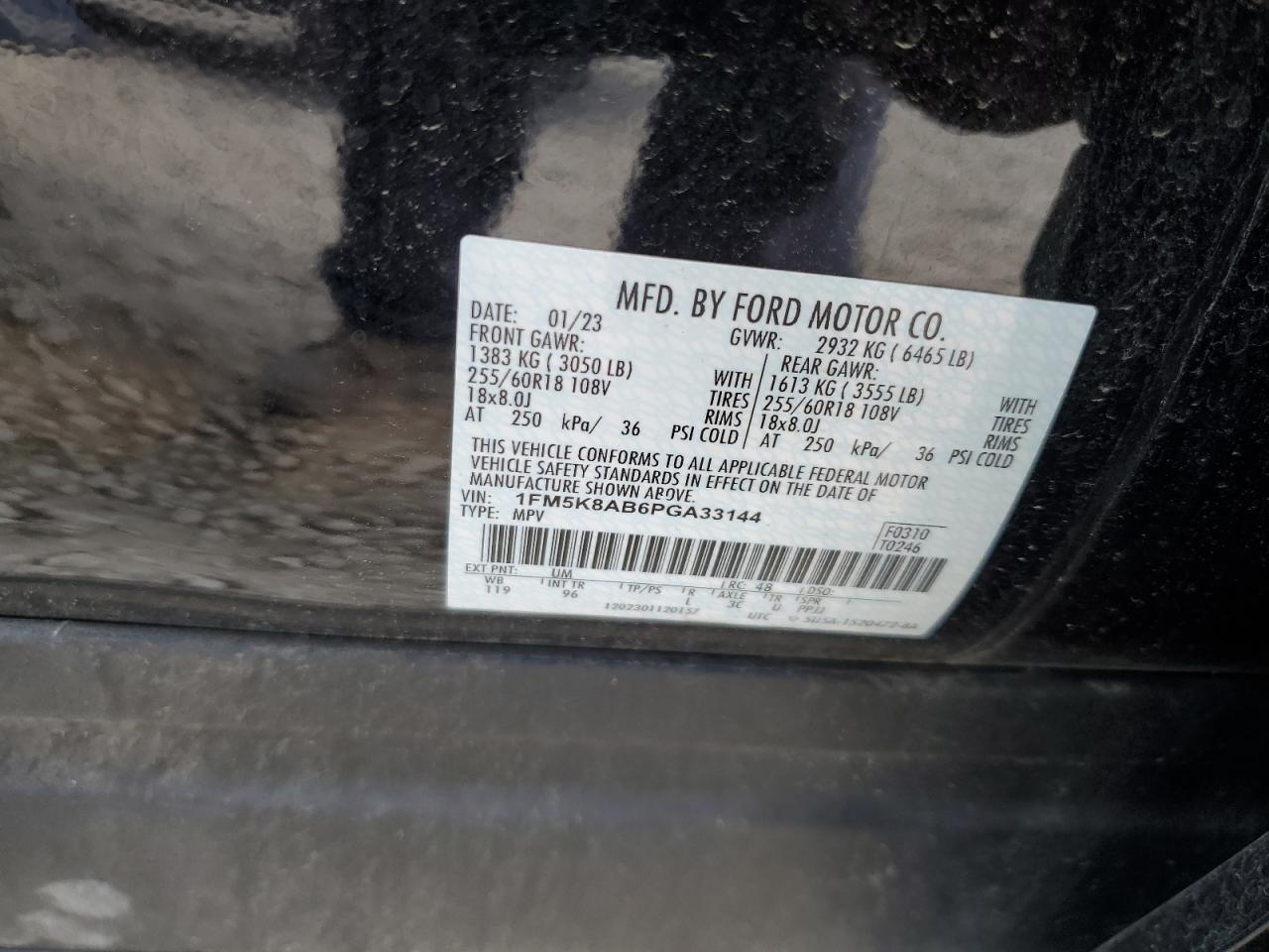 2023 Ford Explorer Police Interceptor VIN: 1FM5K8AB6PGA33144 Lot: 62527275
