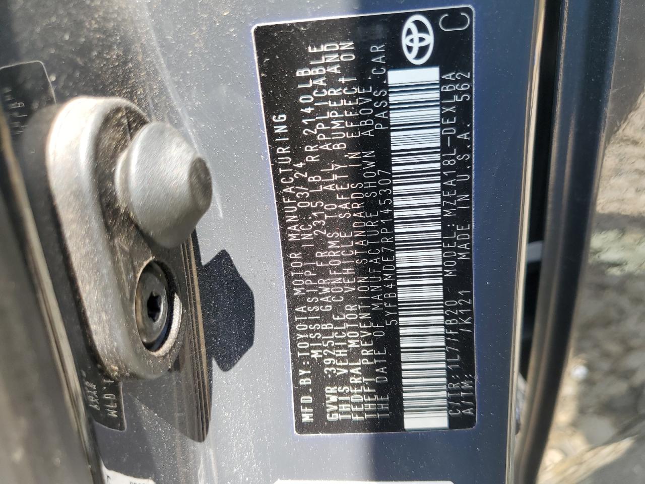 5yfb4mde7rp145307 5YFB4MDE7RP145307 2024 Toyota Corolla Le