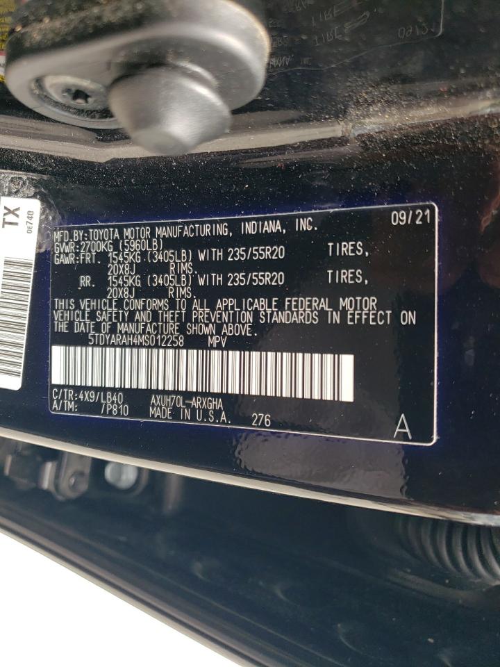 2021 Toyota Highlander Hybrid Limited VIN: 5TDYARAH4MS012258 Lot: 65459675