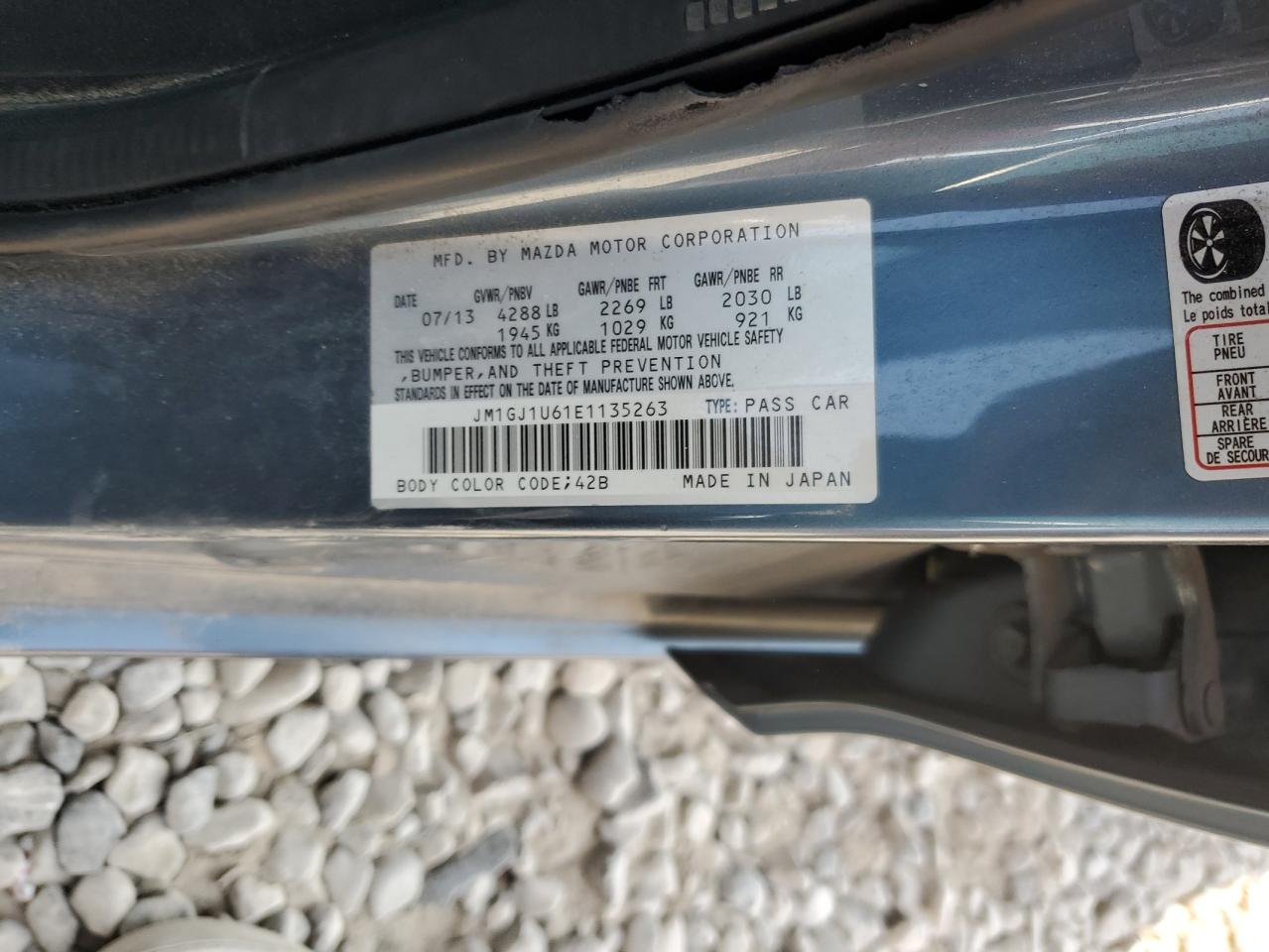 2014 Mazda 6 Sport VIN: JM1GJ1U61E1135263 Lot: 64852395