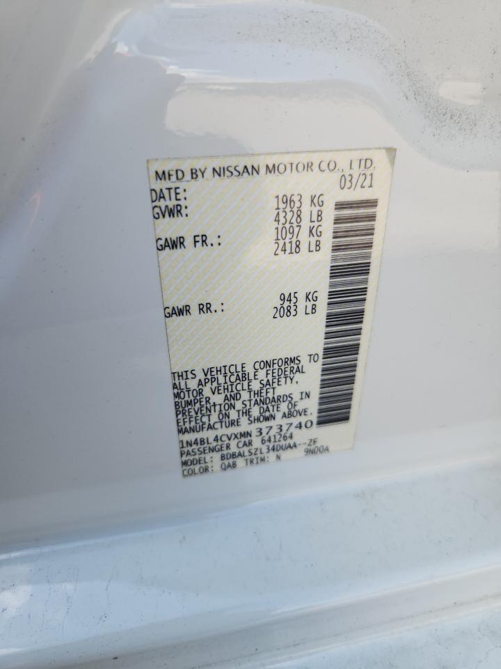 2021 Nissan Altima Sr VIN: 1N4BL4CVXMN373740 Lot: 64562455