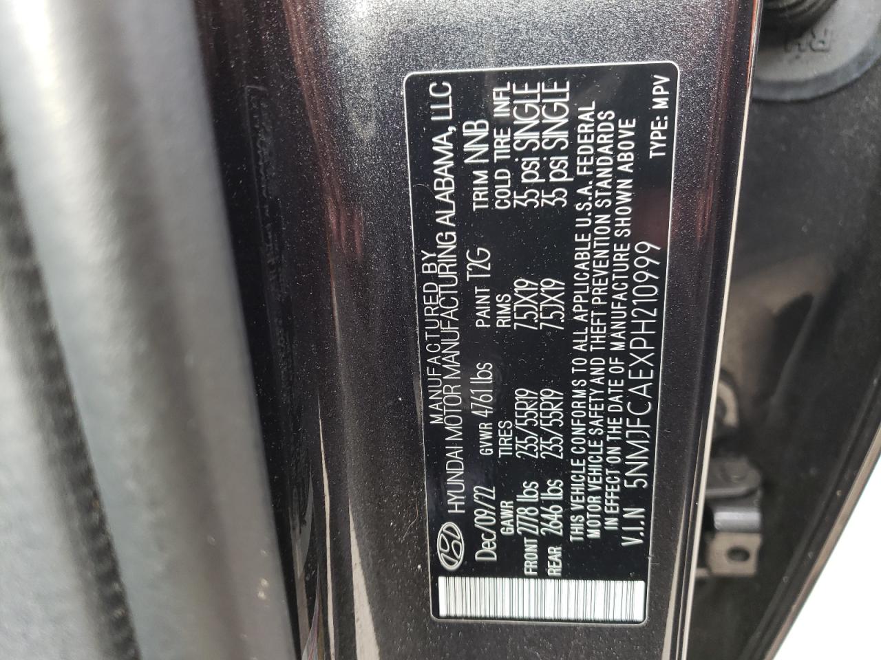 5nmjfcaexph210999 5NMJFCAEXPH210999 2023 Hyundai Tucson Sel