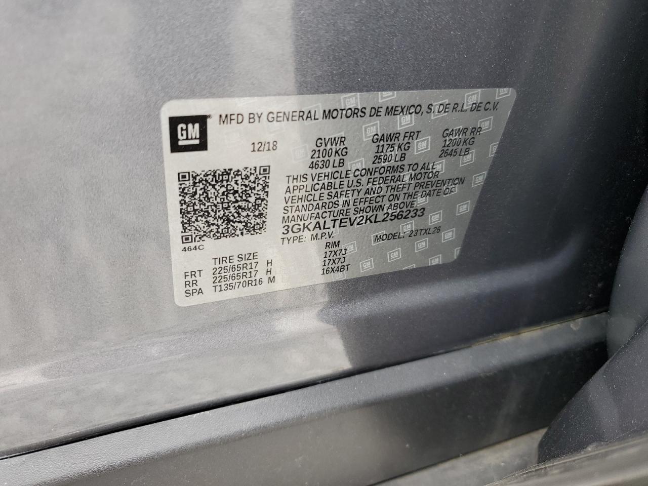 2019 GMC Terrain Sle VIN: 3GKALTEV2KL256233 Lot: 64187875