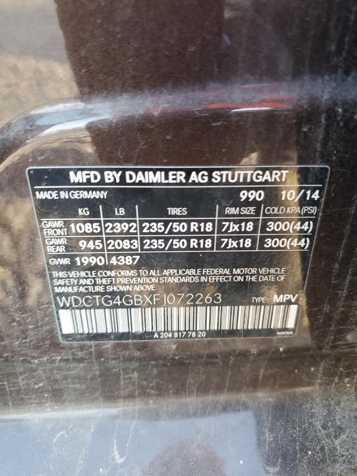 wdctg4gbxfj072263 WDCTG4GBXFJ072263 2015 Mercedes-Benz Gla 250 4Matic