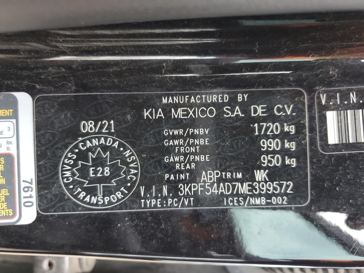 2021 Kia Forte Ex VIN: 3KPF54AD7ME399572 Lot: 62853855