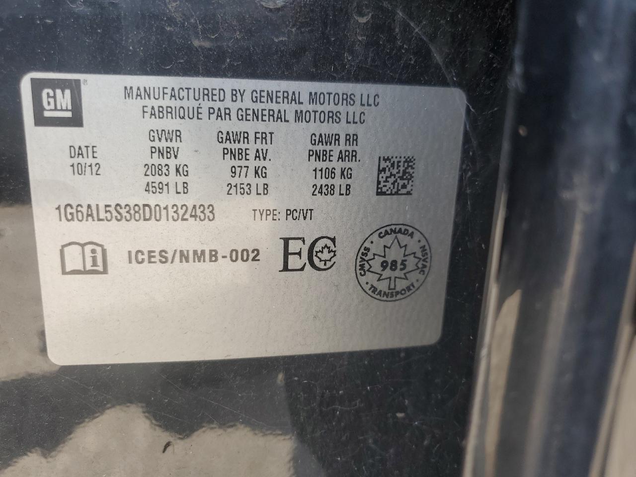 2013 Cadillac Ats Premium VIN: 1G6AL5S38D0132433 Lot: 65995665