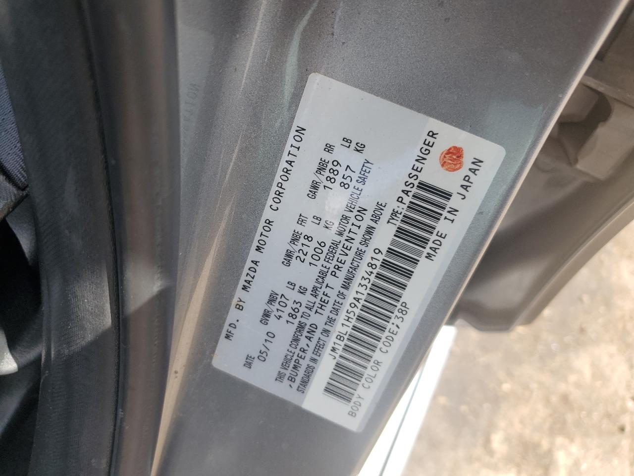 2010 Mazda 3 S VIN: JM1BL1H59A1334819 Lot: 63932775