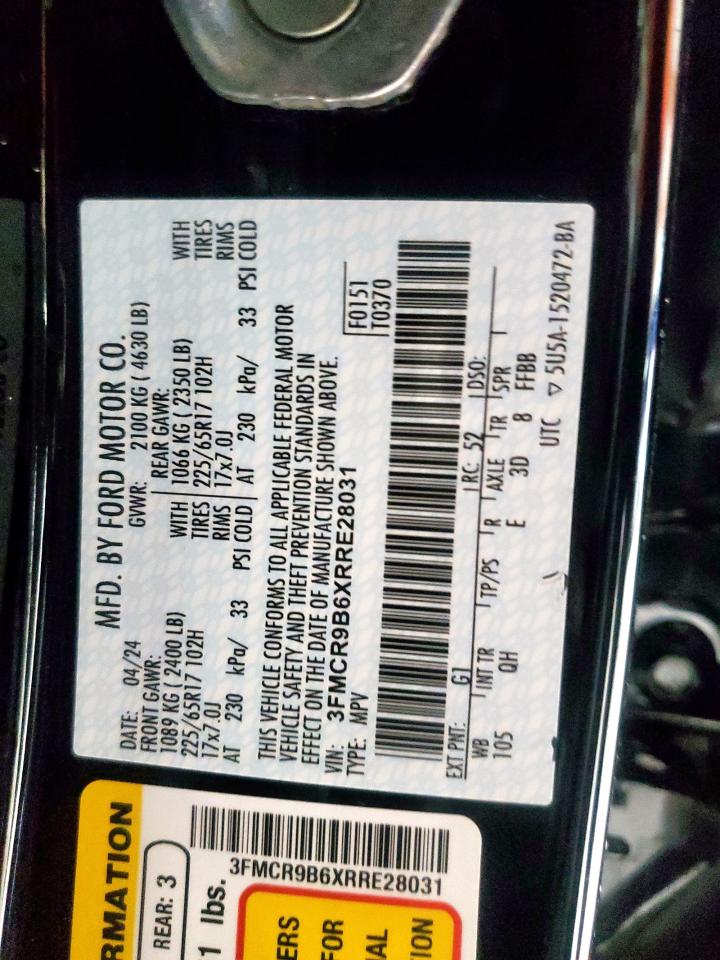 2024 Ford Bronco Sport Big Bend VIN: 3FMCR9B6XRRE28031 Lot: 64229915