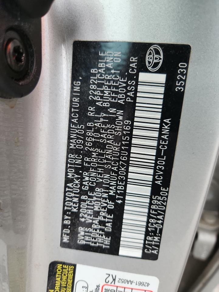 2006 Toyota Camry Le VIN: 4T1BE30K76U115169 Lot: 65334385