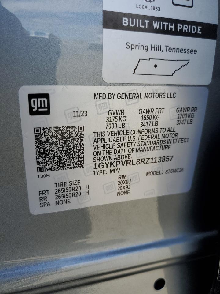 2024 Cadillac Lyriq Sport VIN: 1GYKPVRL8RZ113857 Lot: 65089835