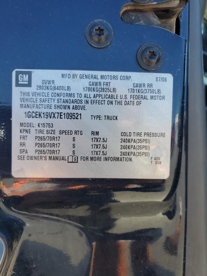 2007 Chevrolet Silverado K1500 Classic VIN: 1GCEK19VX7E109521 Lot: 65398975