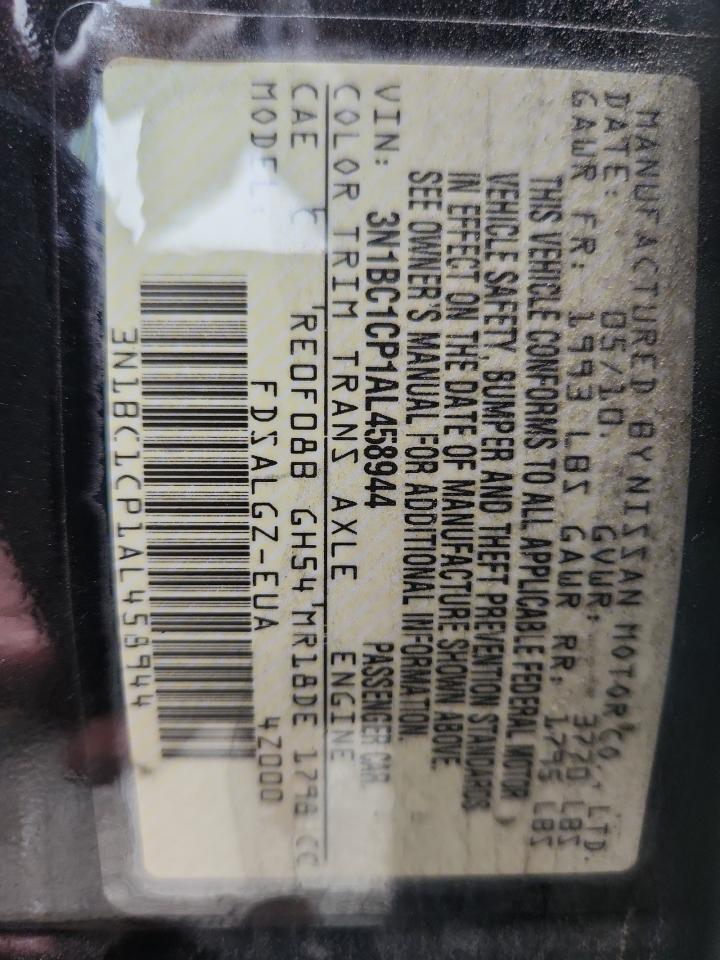2010 Nissan Versa S VIN: 3N1BC1CP1AL458944 Lot: 64221065